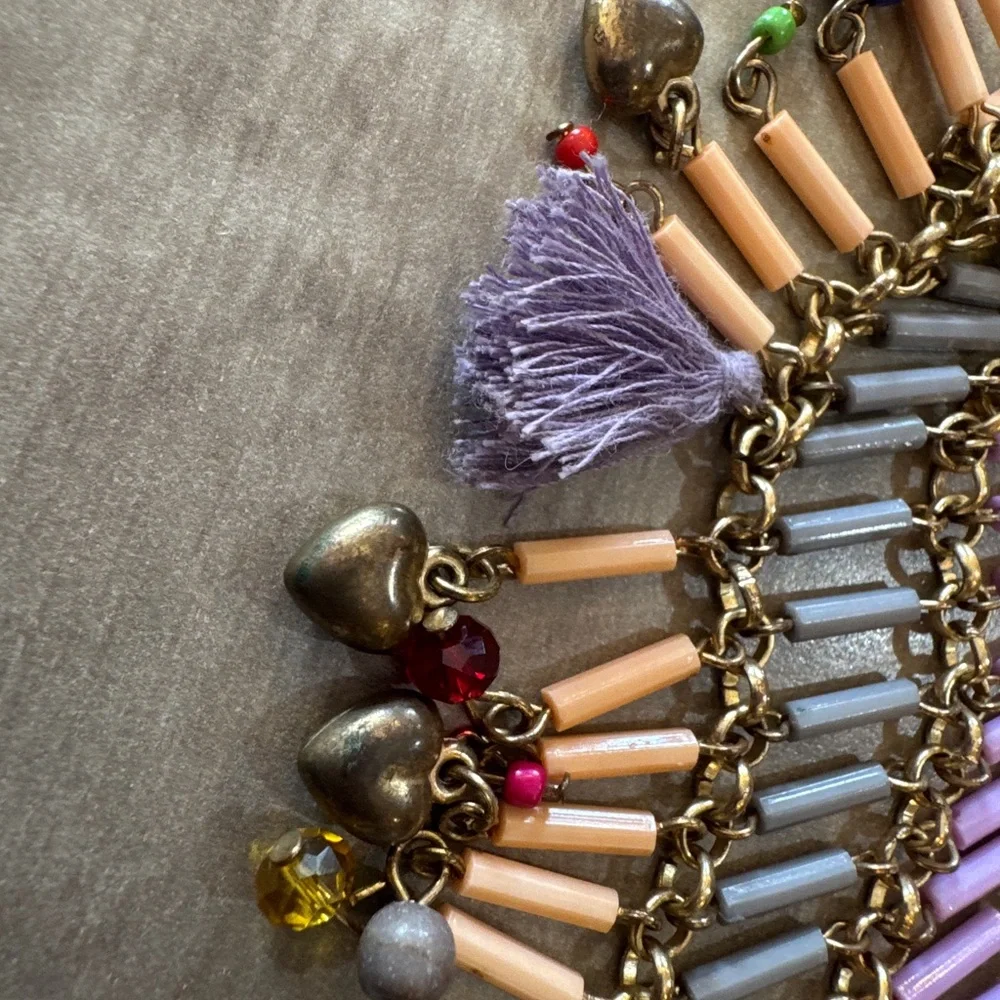 Vintage Bohemian Multicolor Layered Tassel Necklace - Picture 4 of 9